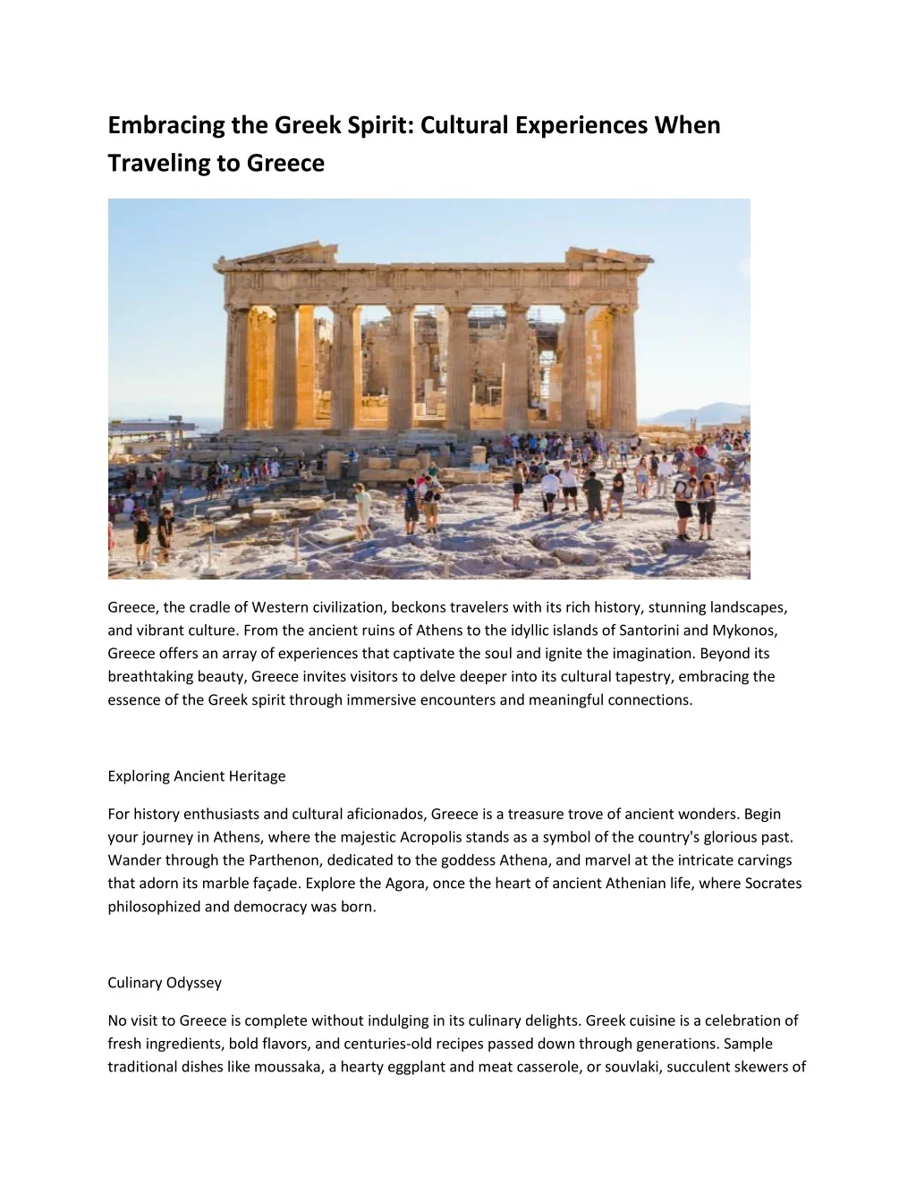 Understanding the Culture of Greece For a Memorable Experience